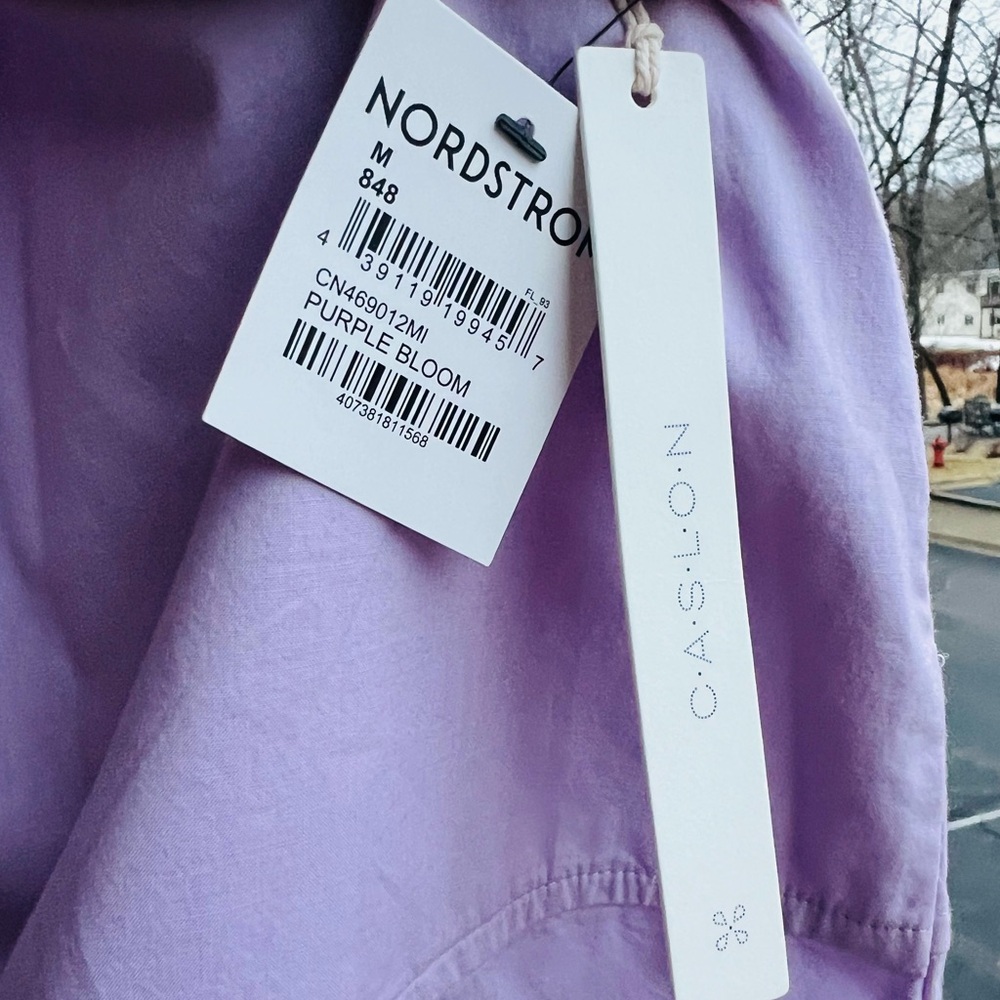🆕 Solid Lilac Shirt 100% Cotton LS Buttons Up Back Slit Tunic M - Picture 11 of 11